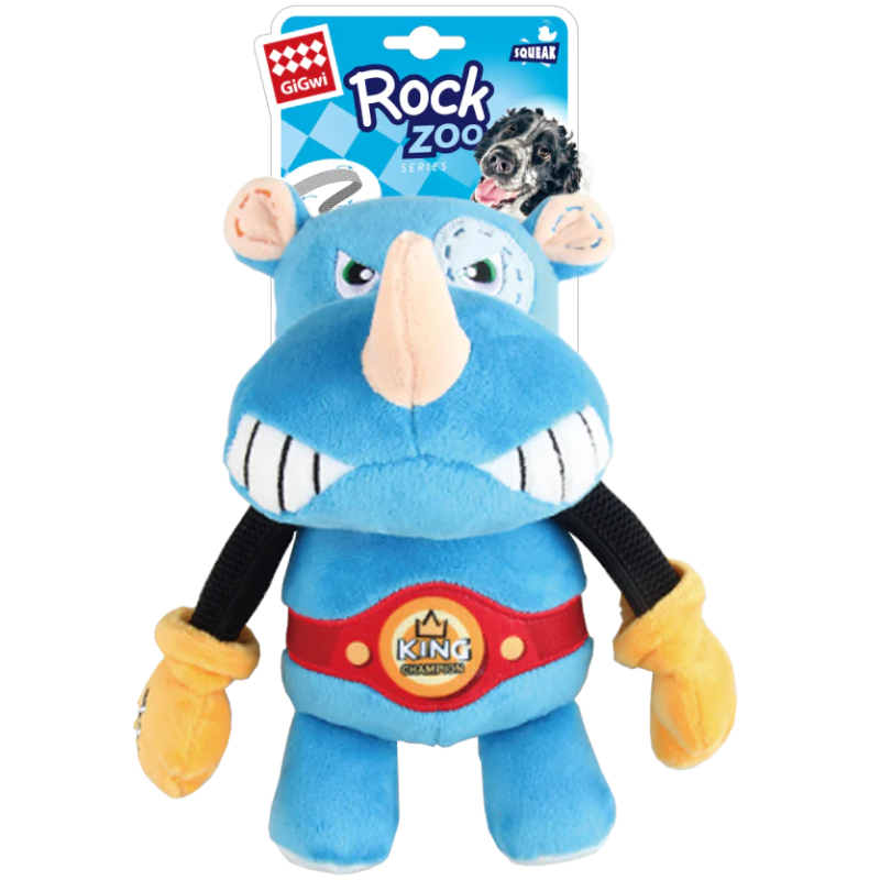 Gigwi Rock Zoo King Boxer Rhino Medium Peluche Perro