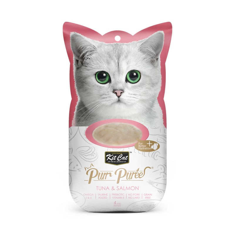 Kit Cat Purr Puree Snack Para Gato Sabor Atun Con Salmon 15g
