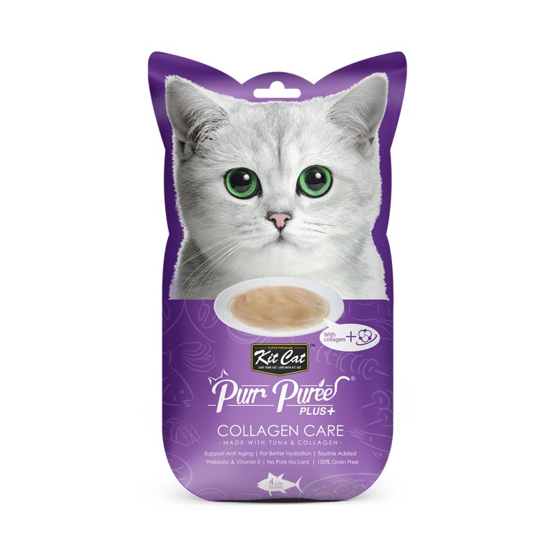 Kit Cat Purr Puree Snack Para Gato con Colageno Sabor Atun 15g