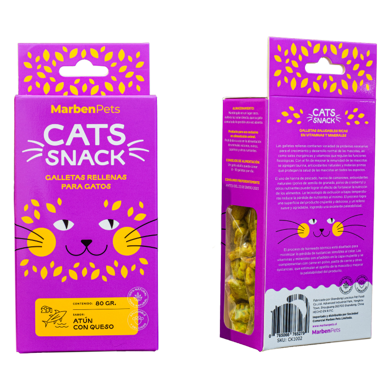 Marben Cats Snack Galleta Relleno de Atun con Queso 80g