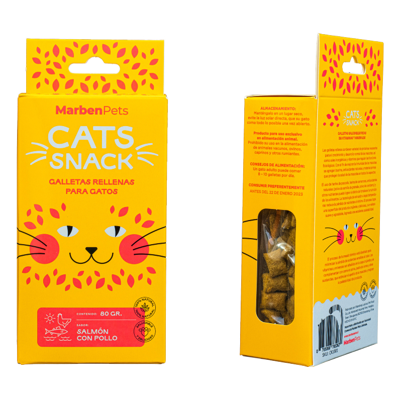 Marben Cats Snack Galleta Relleno de Salmon con Pollo 80g
