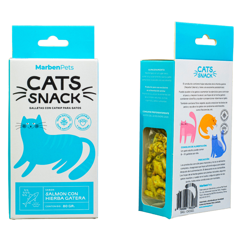 Marben Cats Snack Galleta Salmon con Hierba Gatera 80g