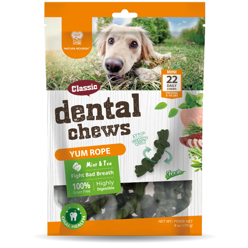 Natura Nourish Dental Chews Yum Rope Mint &amp; Tea Snack Dental Dog 170g