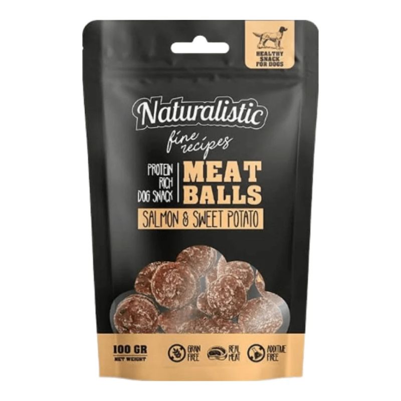 Naturalistic Meat Balls Snack para Perro de Salmon y Potato 100g