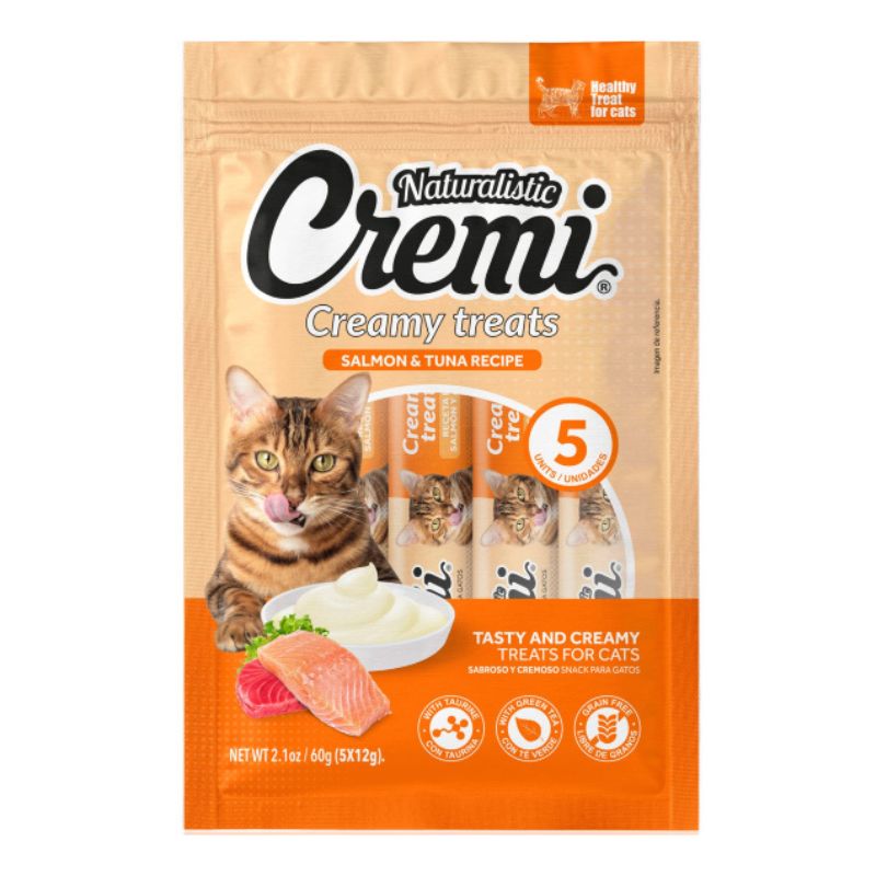 Naturalistic Cremi Salmon y Atun Snack Cremoso Gato 60g