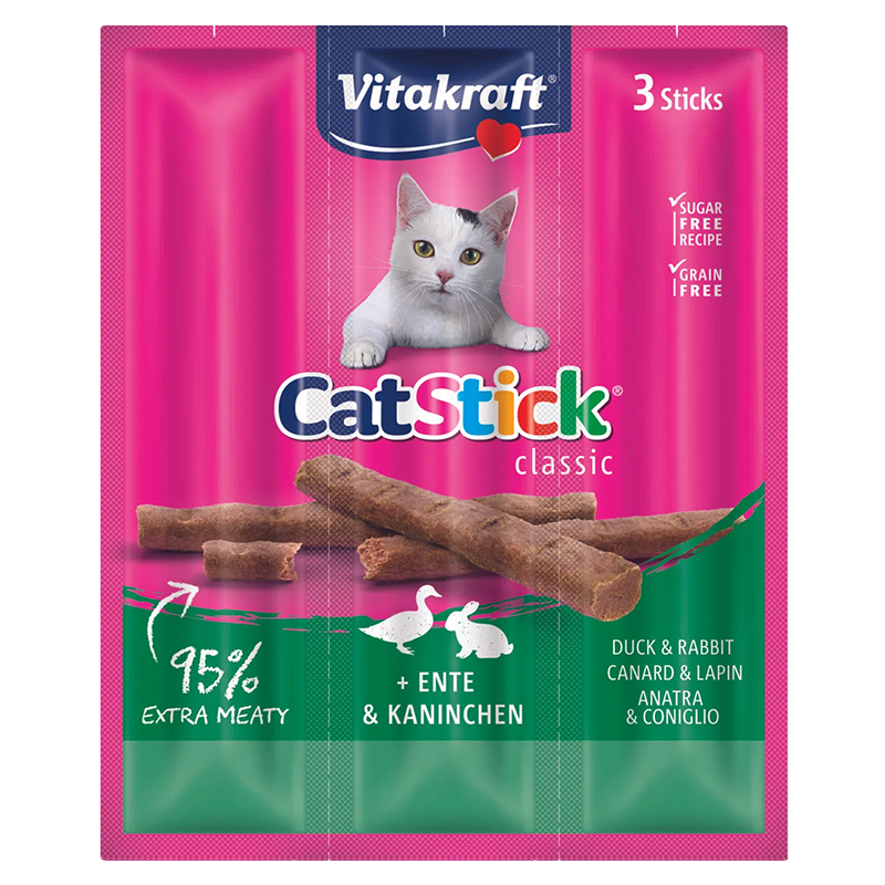 Vitakraft Catstick Classic Snack en Palito Sabor Conejo y Pato 18g