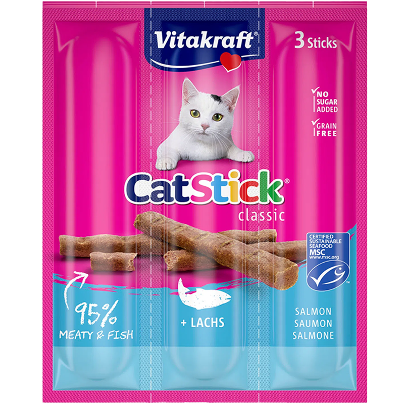 Vitakraft Catstick Classic Snack en Palito Sabor Salmon 18G