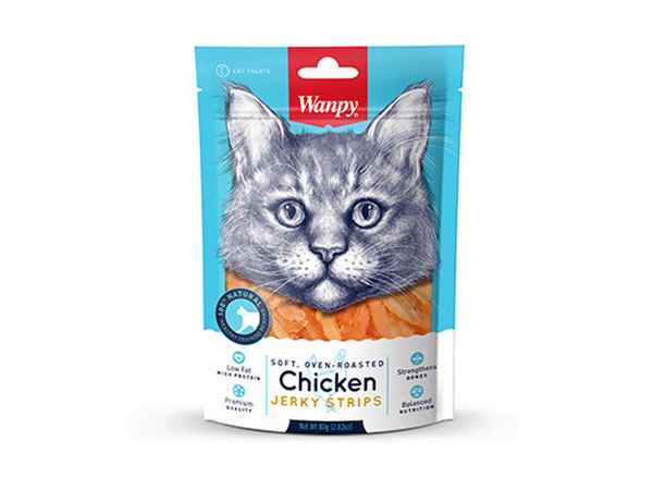 Wanpy Soft Chicken Jerry Strips For Cat Snack de Pollo Para Gato 80g