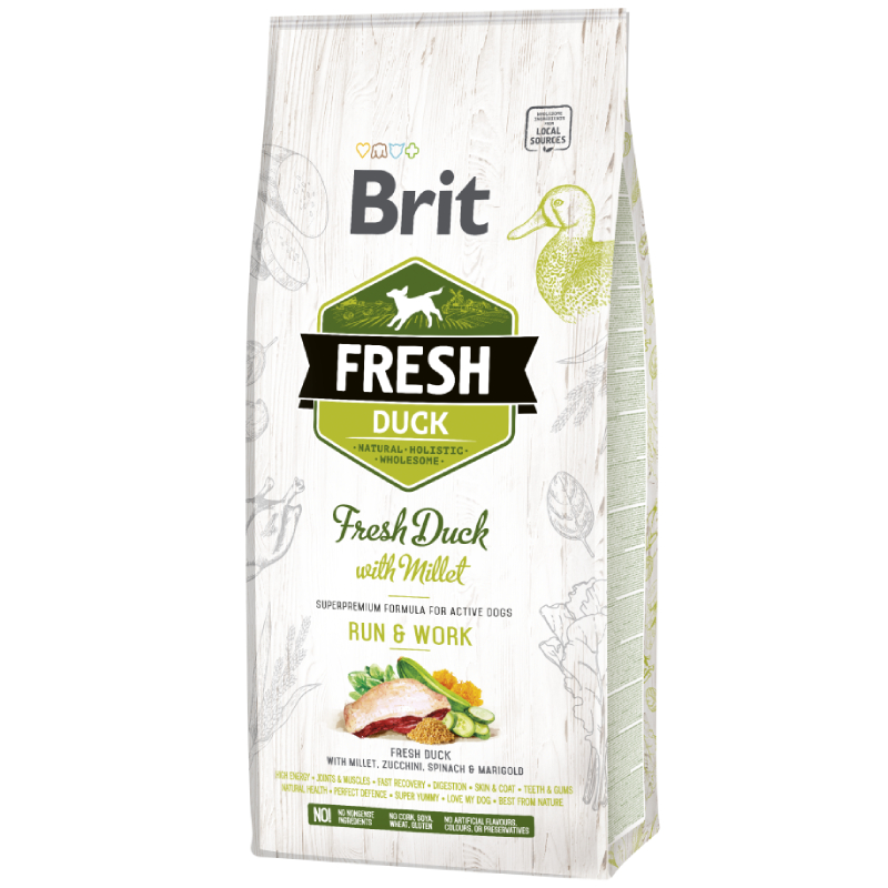 Brit Fresh Duck With Millet Run &amp; Work Adult Dog 12kg