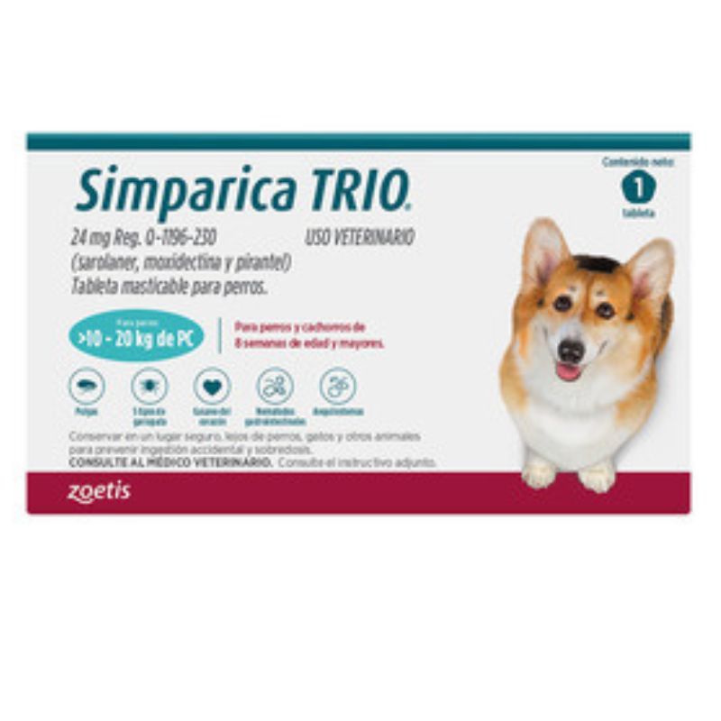 Simparica Trio Antiparasitario 10 a 20kg 1Comp