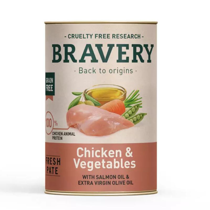 Bravery Lata Pollo Vegetales Perro 290g