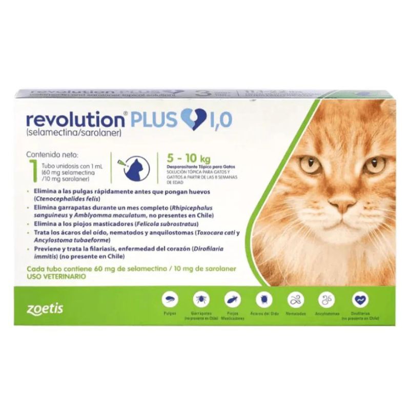 Revolution Plus 1,0 Antiparasitarios para Gatos 5kg a 10kg