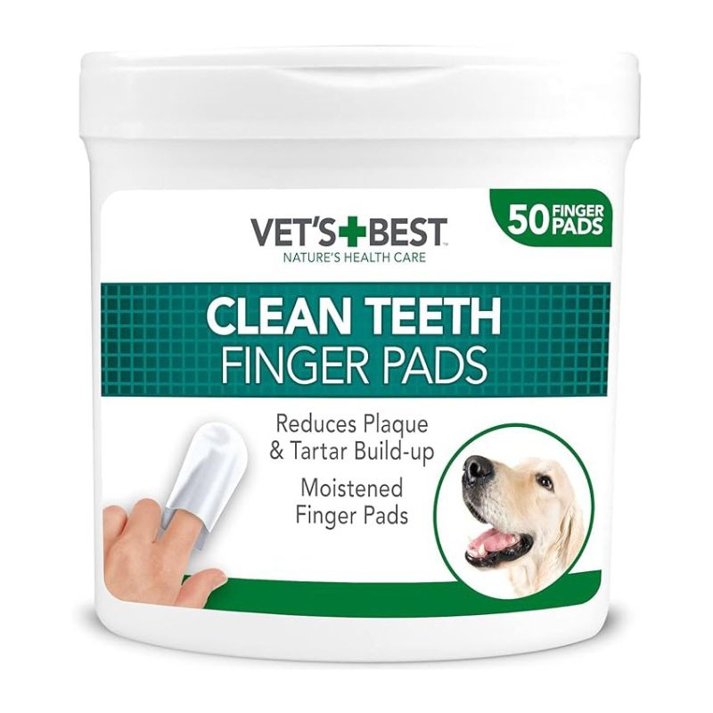 Vets Best Clean Teeth Finger Pads Toallitas Limpieza Dental 50und