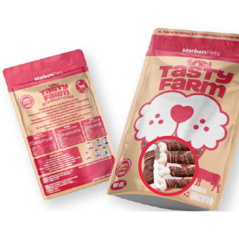 Tasty Farm Huesitos de Calcio Envuelto en Vacuno Dog 100g
