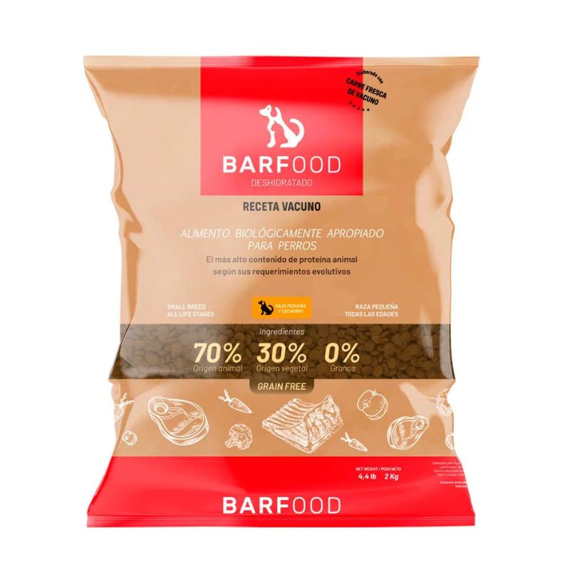 Barfood Deshidratado Vacuno Razas Pequeñas y Cachorros 2kg