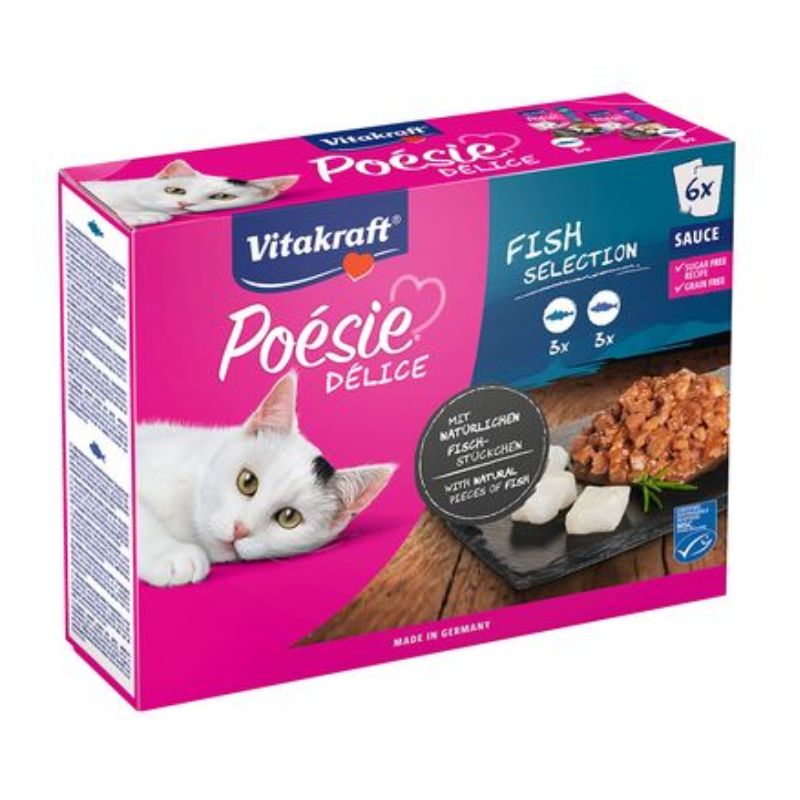 Pack 6 Unidades Vitakraft Poesie Delice Pescado Para Gato 85g