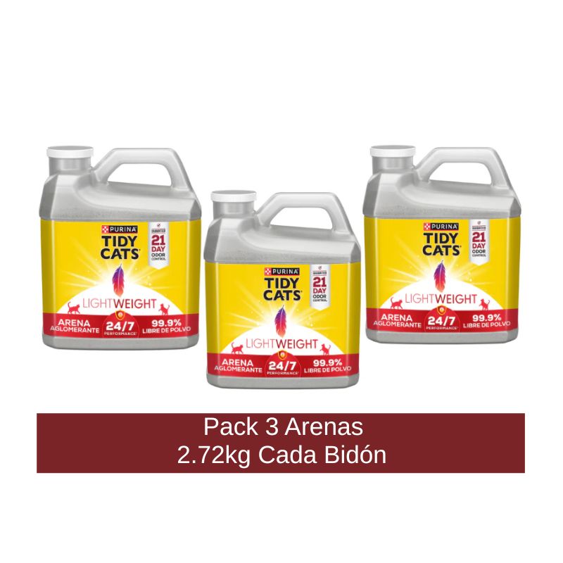 Tidy Cats Pack 3 unidades Arena Aglomerante Bidon Gatos 2.72kg