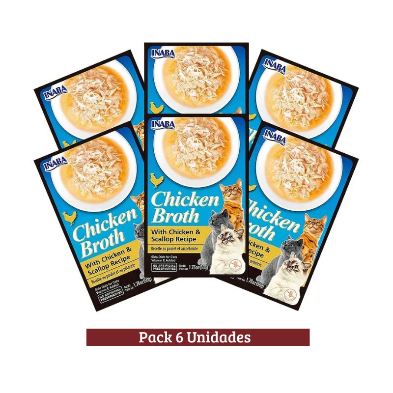 Pack Inaba Churu Broth Pollo y Ostion Cat  x 6u 50g