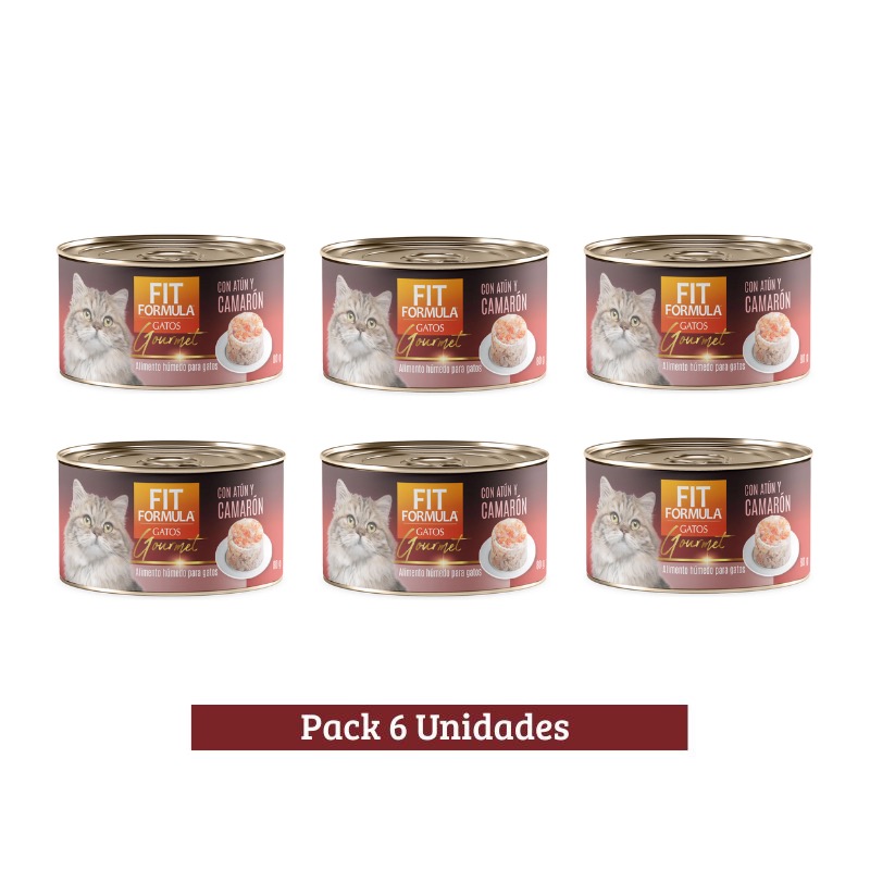 Pack Fit Formula Lata Gourmet Gato Sabor Atun Camaron x 6u 85g