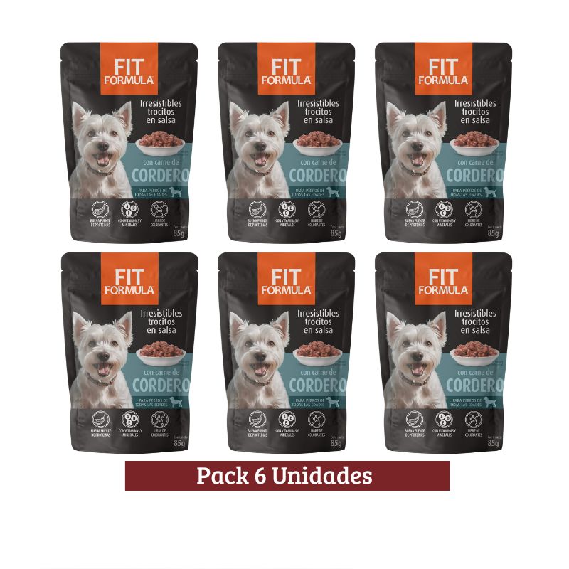 Pack Fit Formula Pouch Cordero Perro x 6u 85g