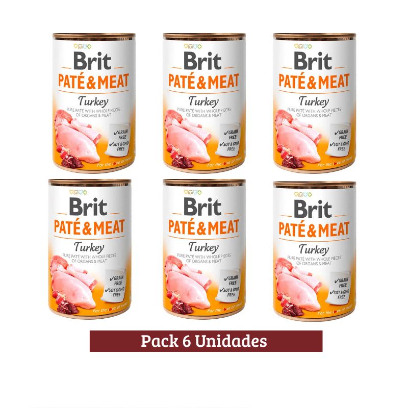 Pack Brit Pate &amp; Meat  Turkey Dog x 6u 400g