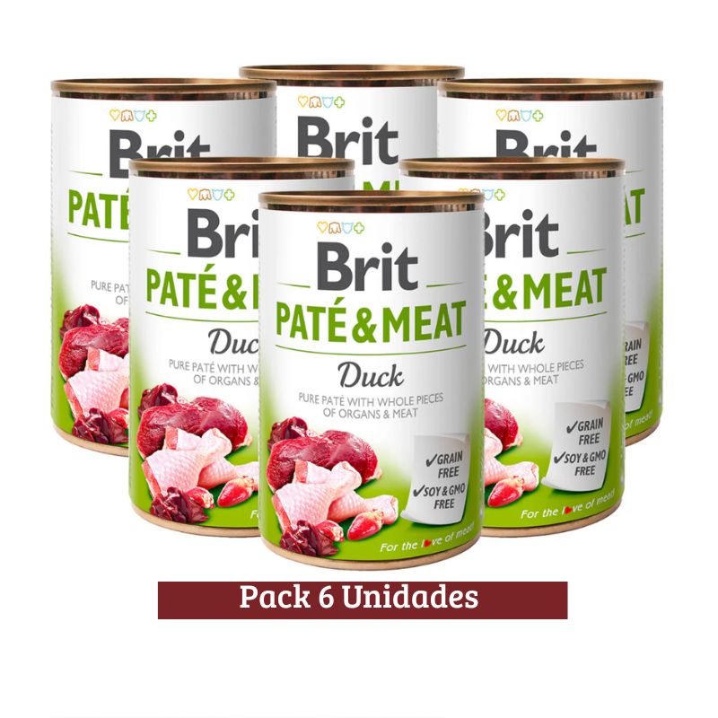 Pack Brit Pate &amp; Meat Duck Dog x 6u 400g