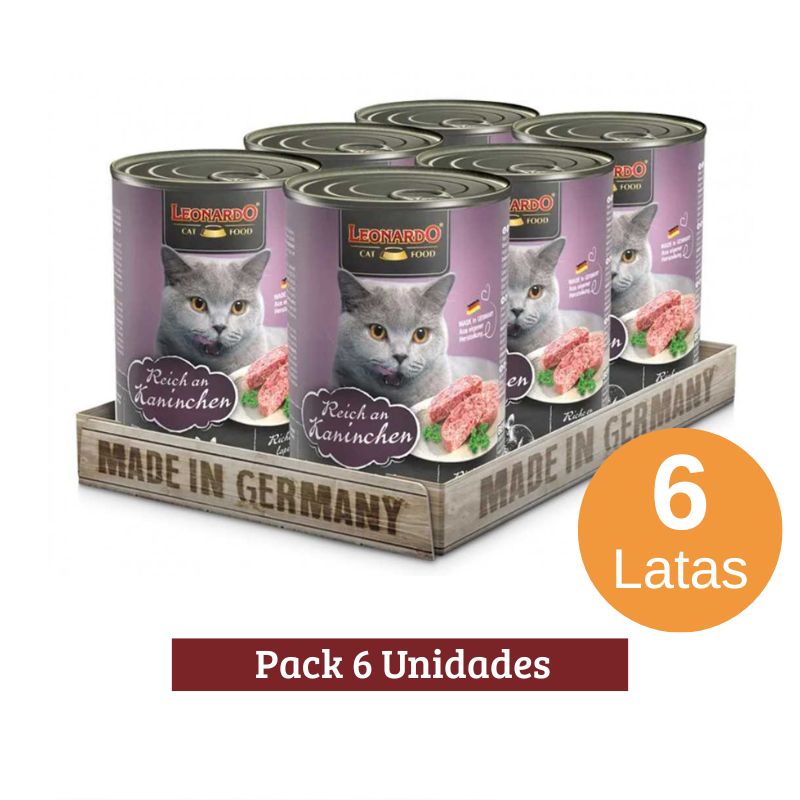 Pack Leonardo Adult Cat Conejo X 6u 400g