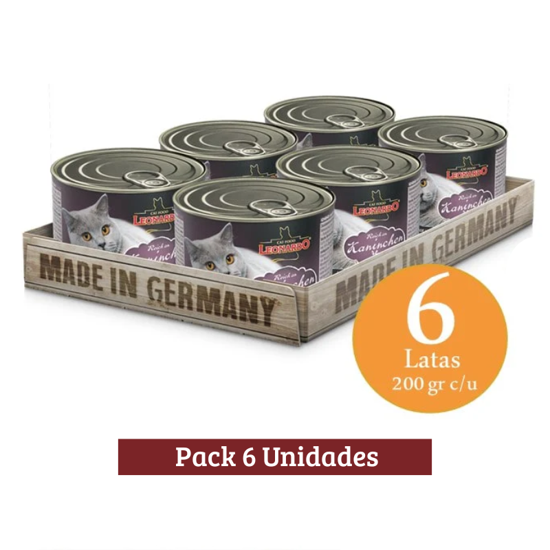 Pack Leonardo Lata Adulto Cat Conejo X 6u 200g