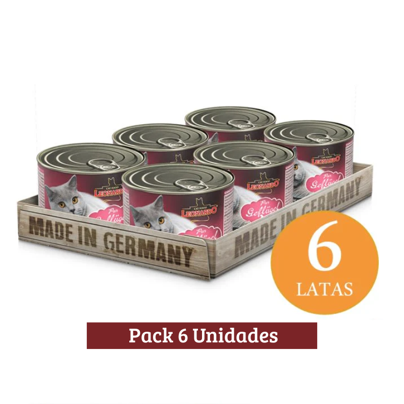 Pack Leonardo Geflugel Adult Cat Rico en Ave X 6u 200g