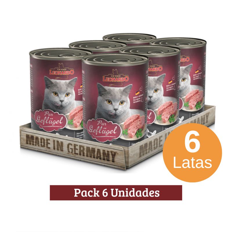 Pack Leonardo Geflugel Adult Cat Rico en Ave X 6u 400g