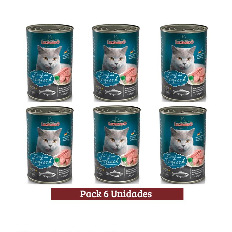 Pack Leonardo Lata Adult Cat Seleccion Pescado X 6u 400g