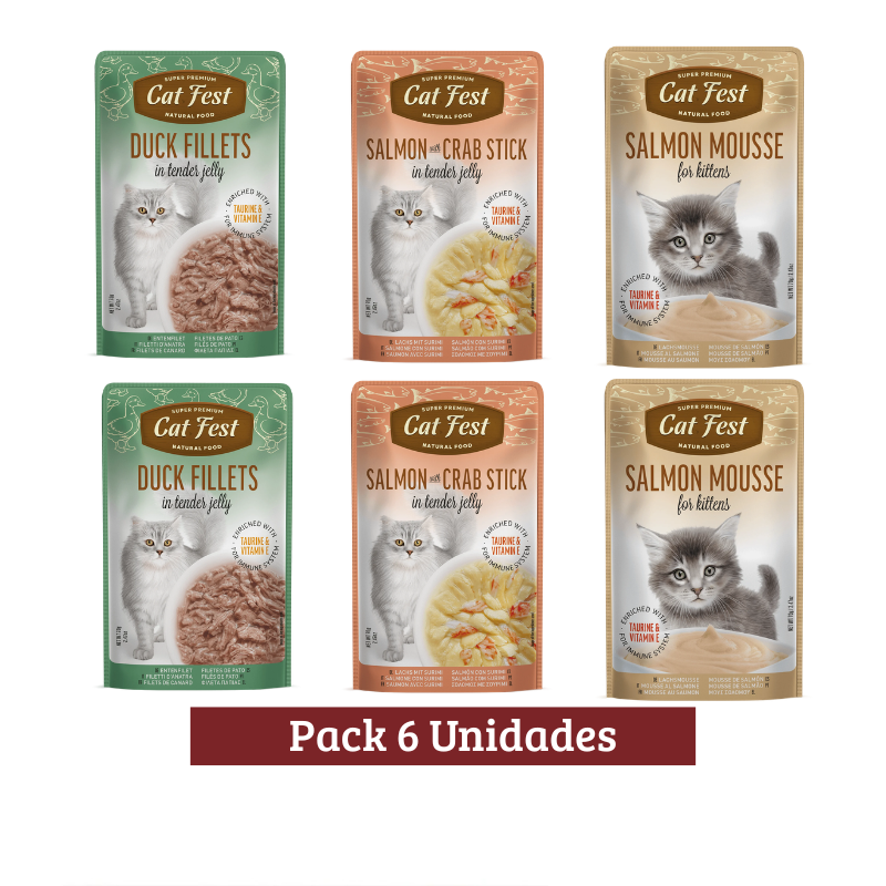 Pack Cat Fest Gato Variedades Pato x 6u 70g
