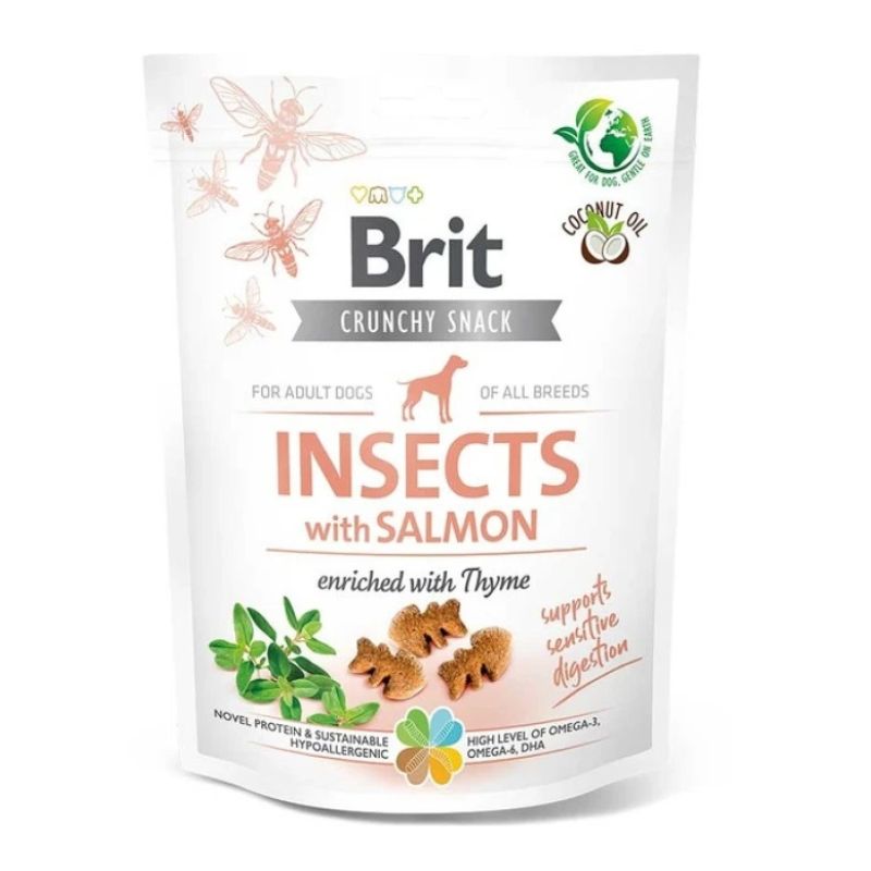 Snack Brit Care Dog Crunchy Insects With Salmon 200g