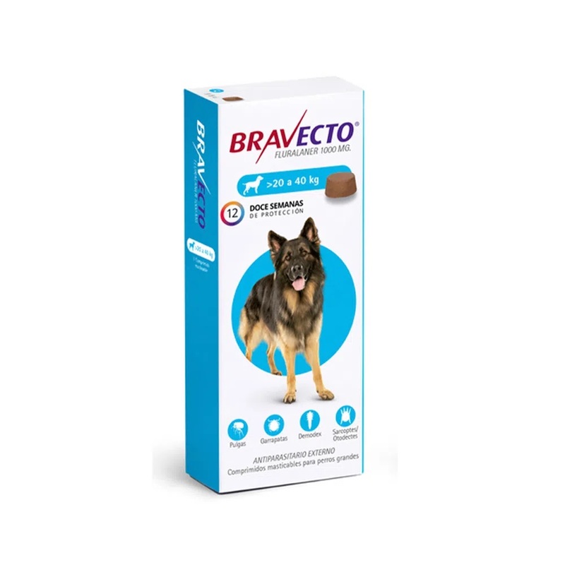 Antiparasitario Bravecto de 20 a 40Kg Para Perros 1Comp.