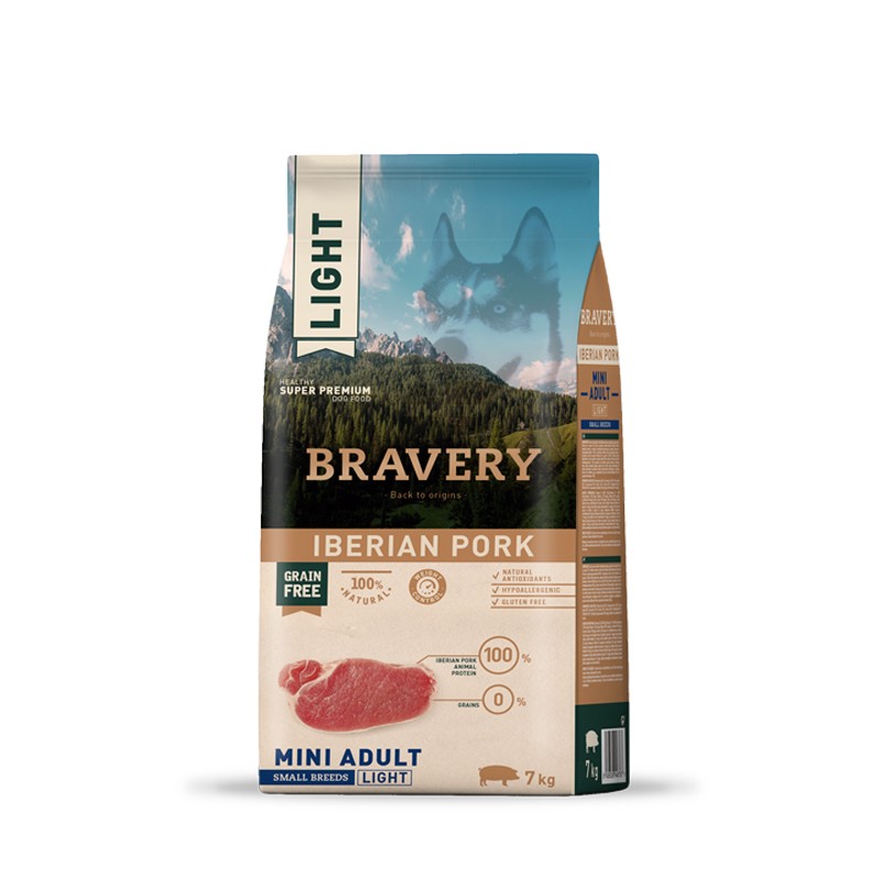 Bravery Mini Adulto Dog Small Breeds Iberian Pork Light 2kg