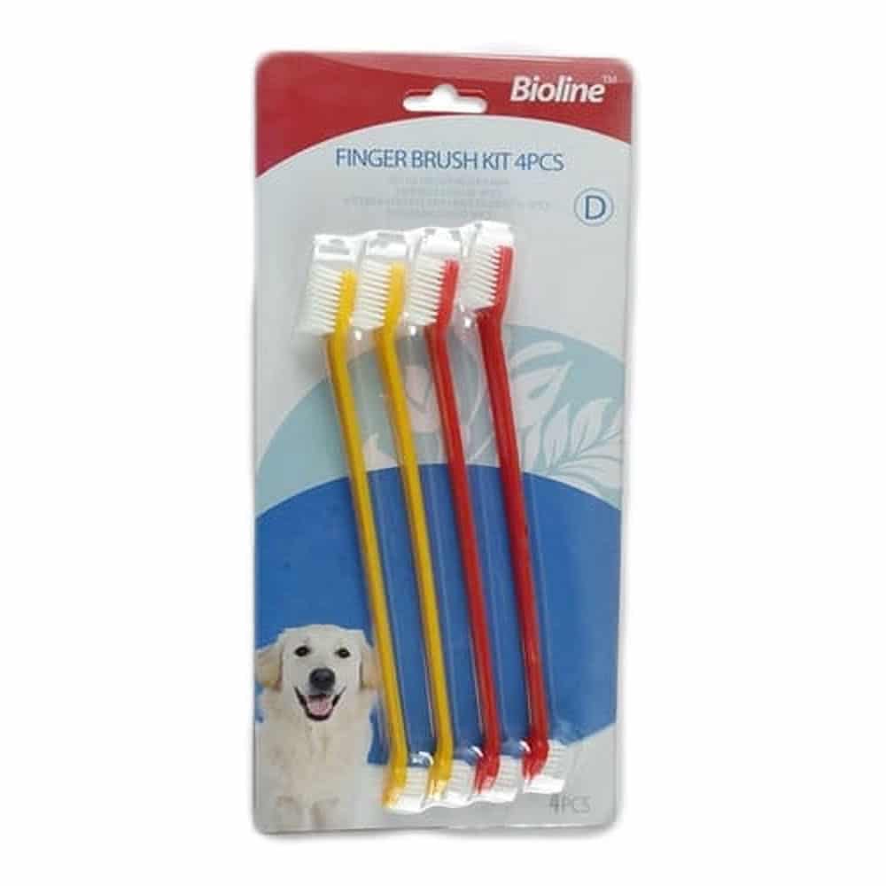 Bioline Set de 4 Cepillos Dentales para mascotas