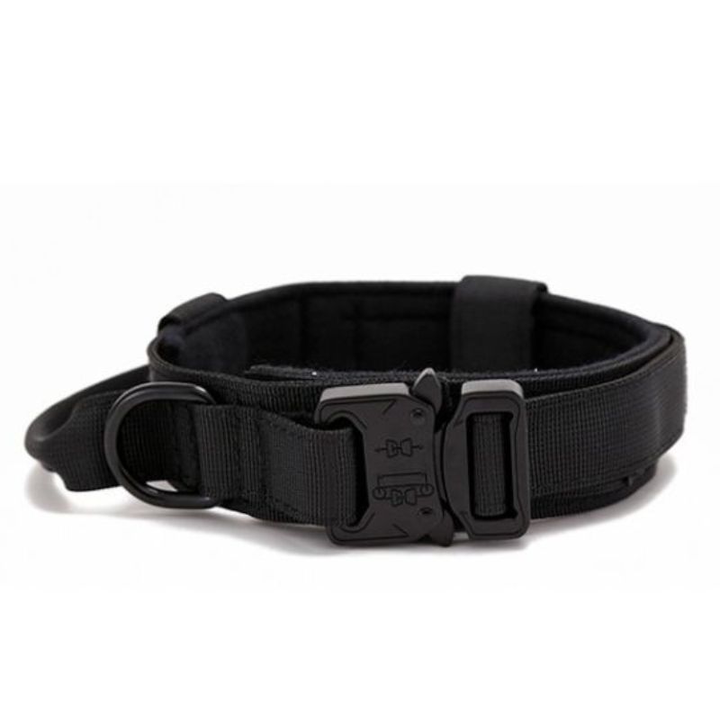 Wonder Dog Collar Tactico Reforzado y Asa Negro Talla L