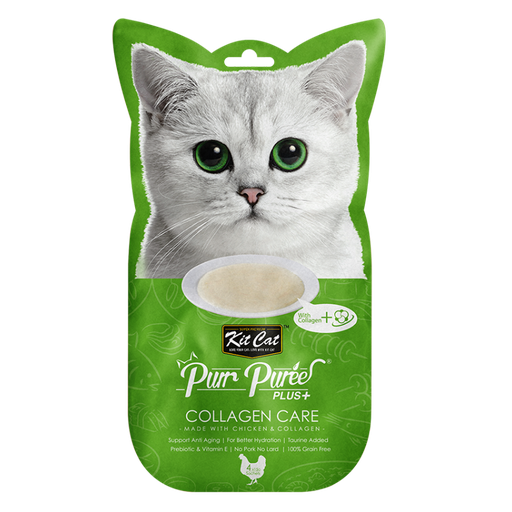 Kit Cat Purr Puree Plus Colageno Care Snack Para Gato Sabor Pllo15g