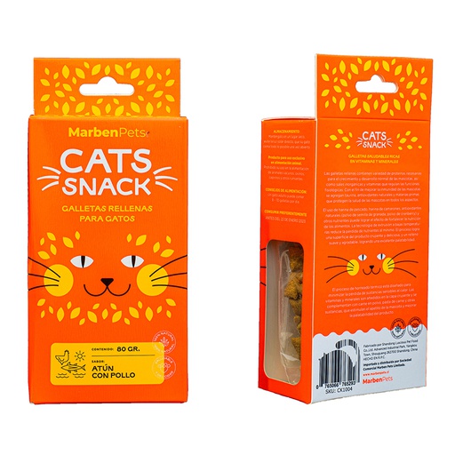 Marben Cats Snack Galleta Relleno de Atun con Pollo 80g