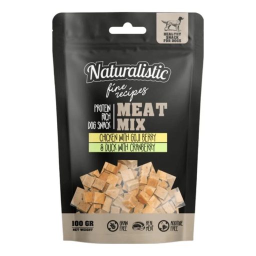 Naturalistic Meat Mix Snack Para Perro Mix de Pollo con Bayas de Goji y Pato con Arandanos 50g