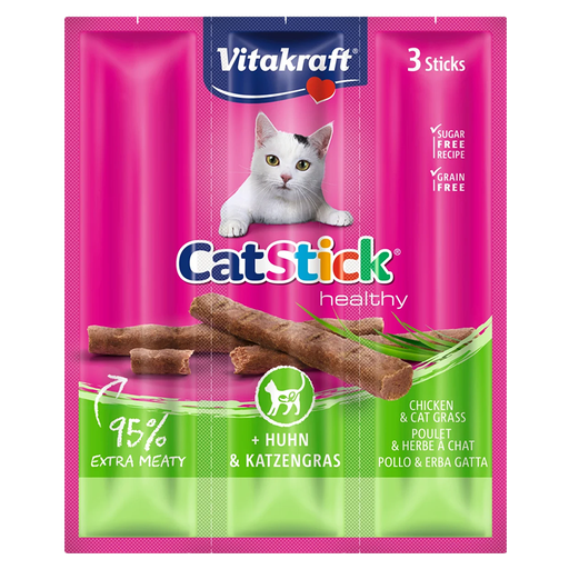 Vitakraft Catstick Classic Snack en Palito Pollo y Hierva Gatera 18G