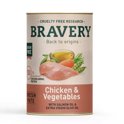 Bravery Lata Pollo Vegetales Perro 290g