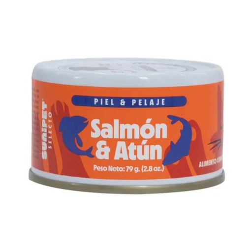 Sunipet Selecto Lata Piel &amp; Pelaje Salmon y Atun Gato 79g