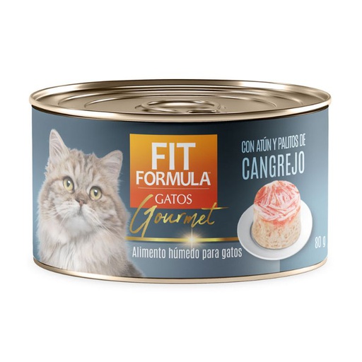 Fit Formula Lata Gourmet Gato Sabor Atun Palito de Cangrejo 85g