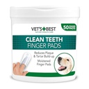 Vets Best Clean Teeth Finger Pads Toallitas Limpieza Dental 50unid