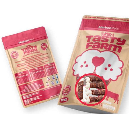 Tasty Farm Huesitos de Calcio Envuelto en Vacuno Dog 100g