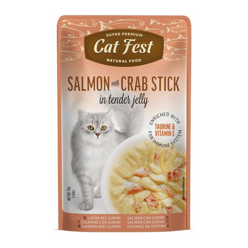 Cat Fest Salmon con Palitos de Cangrejo 70g