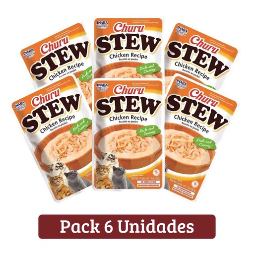 Pack Inaba Churu Stew con Pollo para Gatos x 6u 40g