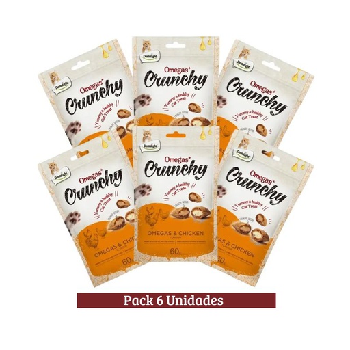 Pack Dentalight Omegas Galletas Crunchy Pollo Para Gatos 6x 60g
