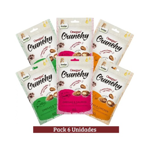 Pack Dentalight Omegas Galletas Mixta Crunchy Salmon Para Gatos x6 60g
